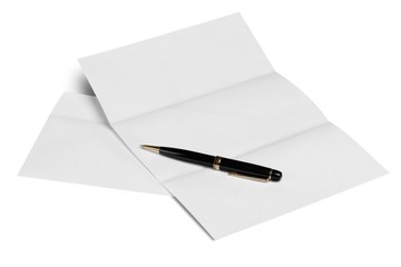 White Page with Envelope and Pen