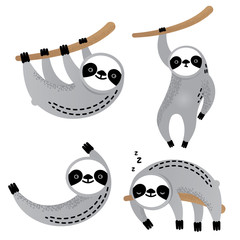 Cute vector sloth bear animal set © Polina Elyutina