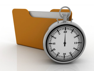 3d rendering folder documents with stopwatch