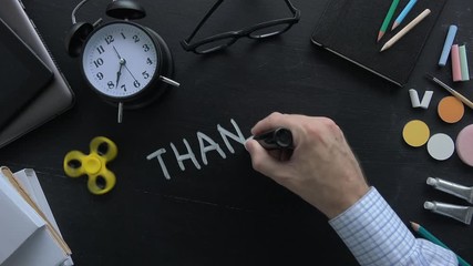 Thank you teacher message on school blackboard