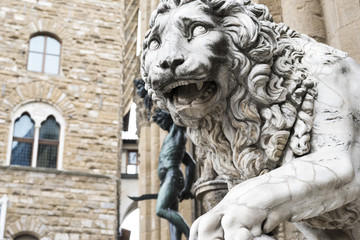 lion statue at the Loggia dei Lanzi, Florence