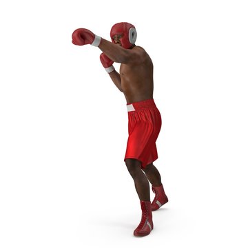 African American Male boxer on white. 3D illustration
