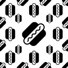 Hot Dog Icon Seamless Pattern