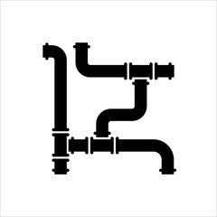 Pipe Icon, Pipe Fitting Icon, Water, Gas, Oil Pipeline, Plumbing Work