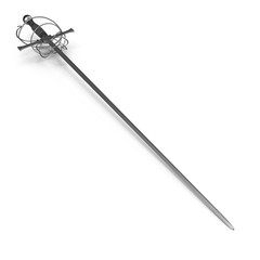 Medieval Rapier Sword on white. 3D illustration