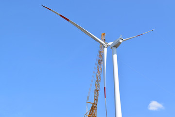 Construction site of wind farm in Alibunar, Serbia   