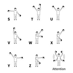 Semaphore signals alphabet, black latin letters © EvgeniyBobrov