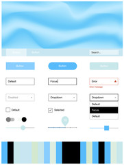 Light BLUE vector ui kit with bubble shapes.