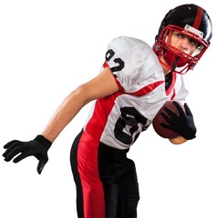 Football Player Standing and Holding Ball - Isolated