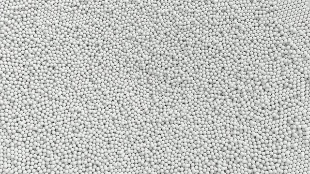 Animated top view of a great amount of fallen and laying in pile plain white golf balls. Full 360 degree rotation and loop able.
