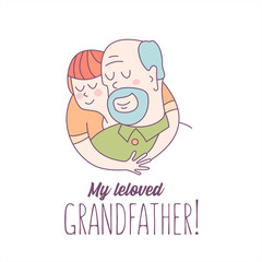 Happy day for the elderly. Lovely greeting card with a holiday. Vector illustration.