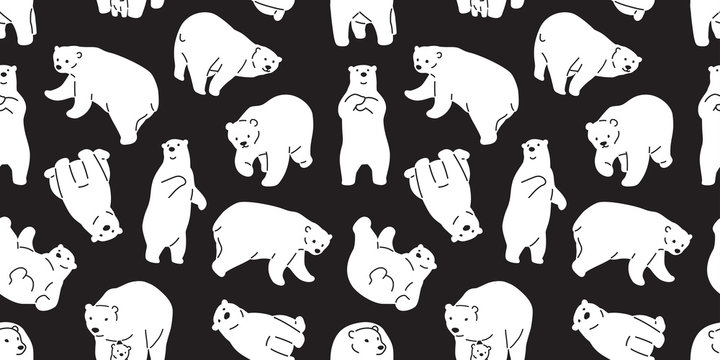 bear seamless pattern vector polar bear panda teddy scarf tile background wallpaper repeat isolated black
