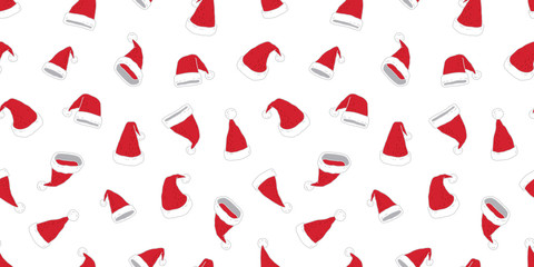 Christmas seamless pattern vector Santa hat scarf isolated cartoon illustration new year repeat wallpaper tile background red