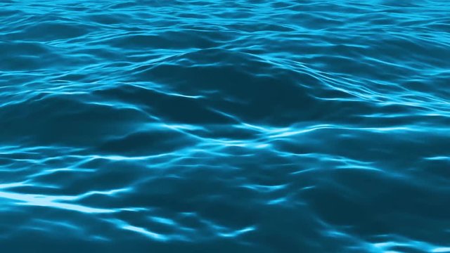 Water Surface Background/
Animation of a 4k loop blue ocean seascape with water waves texture and light rays