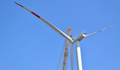 Construction site of wind farm in Alibunar, Serbia   