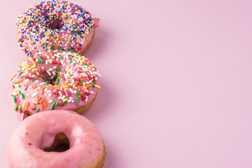 Assorted fresh donuts.