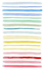 Set of colorful watercolor lines