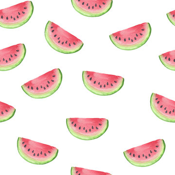 Watercolor watermelon seamless pattern