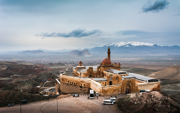 Ishak Pasha Palace, a semi-ruined palace and administrative complex located in Dogubeyazit district of Agri, Eastern Turkey