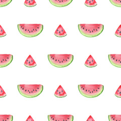 Pattern with slices of red ripe watermelon