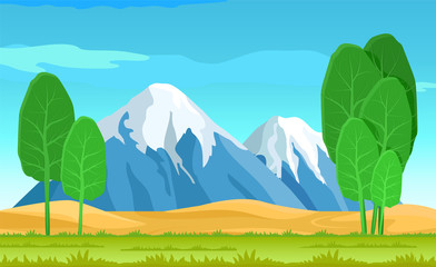 Obraz premium Abstract Salad Trees and Cute Mountains Landscape