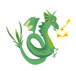 the dragon blows fire