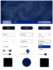 Dark BLUE vector ui ux kit with space stars.