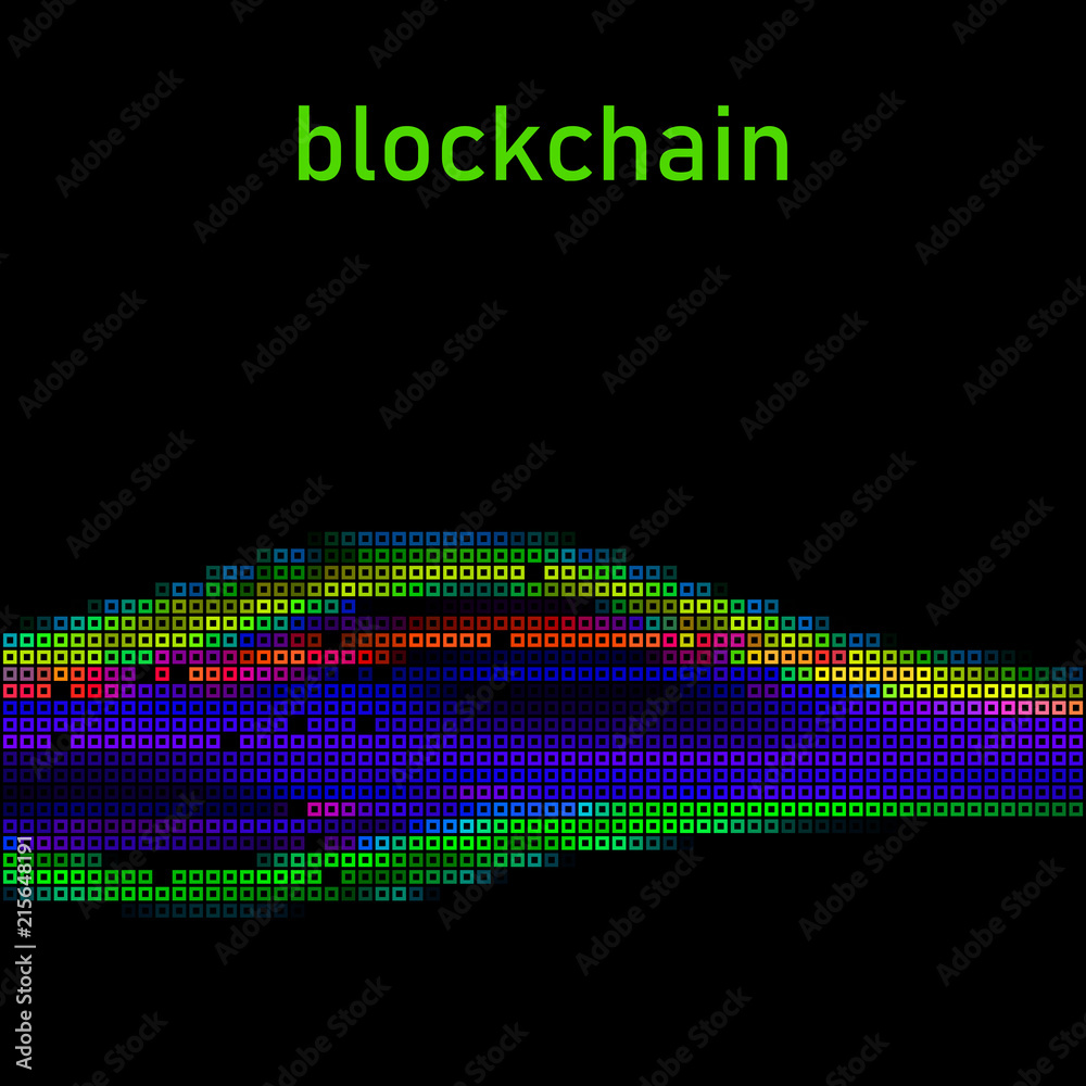 Aufkleber Blockchain. Bright color visualization. Vector template