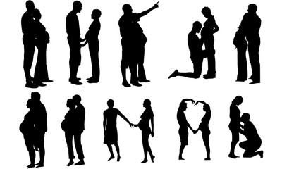 Pregnant Couple Silhouette |Expecting Baby Vector | Husband and Wife Family | Clipart Clip art Logo