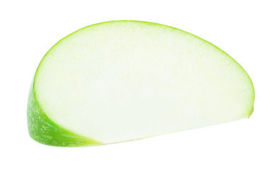 Fresh green apple fruit slice isolated on the white background with clipping path. One of the best isolated apples slices that you have seen.