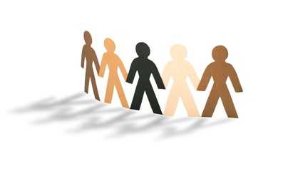 Paper People Holding Hands