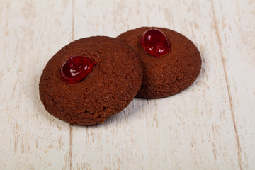 Chocolade cookies with jam