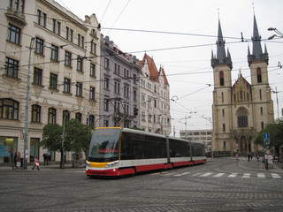 Fototapeta na wymiar Tram cross in Prague