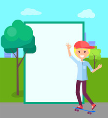 Skater and Filling Form, Trees Vector Illustration