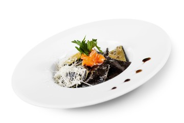 Black Ravioli with Salmon