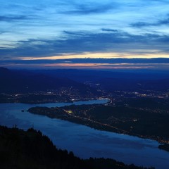 Sunset scene in Lucerne. View from Mount Rigi.