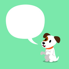 Cartoon character a jack russell terrier dog and white speech bubble for design.