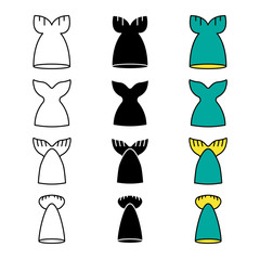 Editable stroke set of fish tail icons