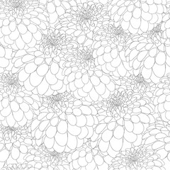 Dahlia Outline Seamless Background.