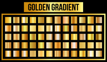 Vector set of golden gradients. Gradient of gold, the pattern is easy to use in their work.  Vector Illustration