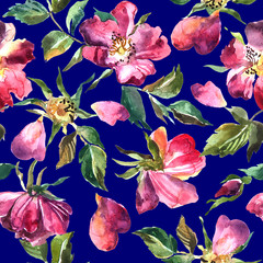Obraz na płótnie Canvas Beautiful hand drawn watercolor seamless pattern with rose.