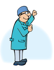 Medico con bata y gorro