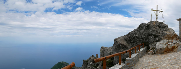 Obraz premium view of the sea from Mount Athos, Greece