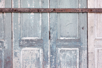 abandoned vintage wooden folding door background.