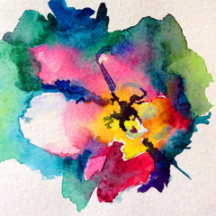 Abstract bright colored decorative background . Floral pattern handmade . Beautiful tender romantic rose flower , made in the technique of watercolors from nature.