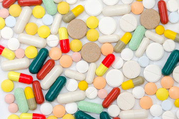 colorful medication. pharmaceutical background