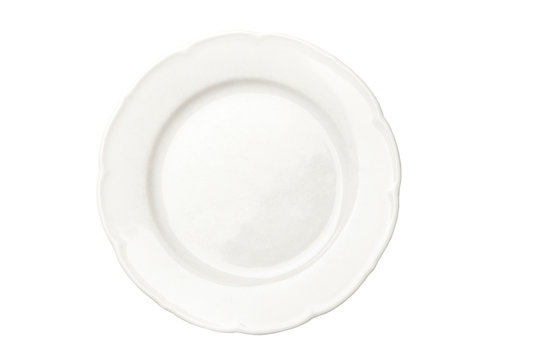 White plate, overhead view, isolated with clipping path