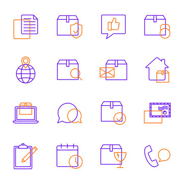 Delivery and logistics set of vector icons outline style