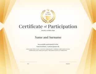 Certificate template in sport theme with border frame, Diploma design