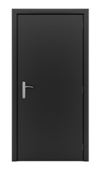 Naklejka premium black door isolated on white background